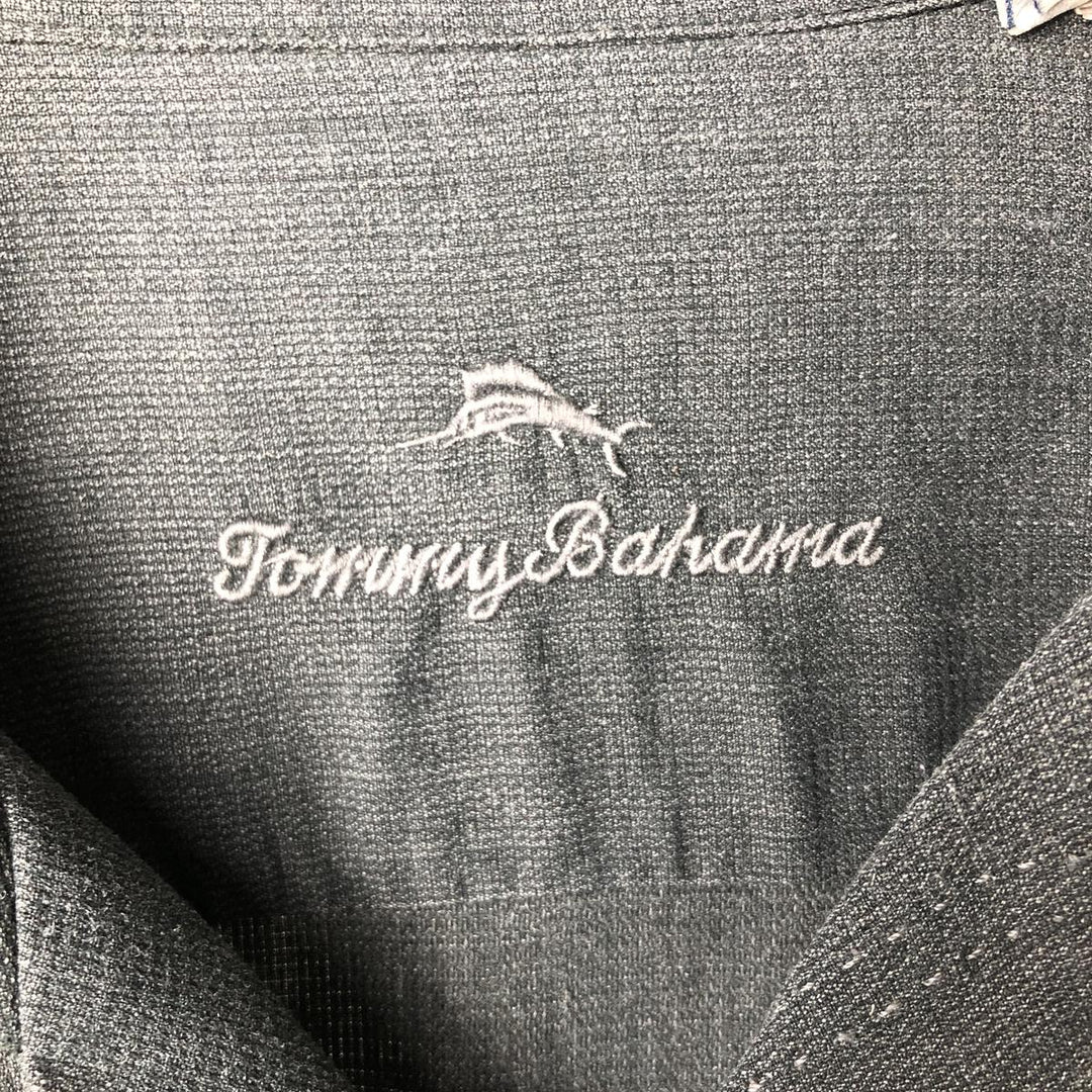 Tommy Bahama short sleeve open collar silk shirt, box shirt, men's size L silk Charcoal Vintage Second Hand