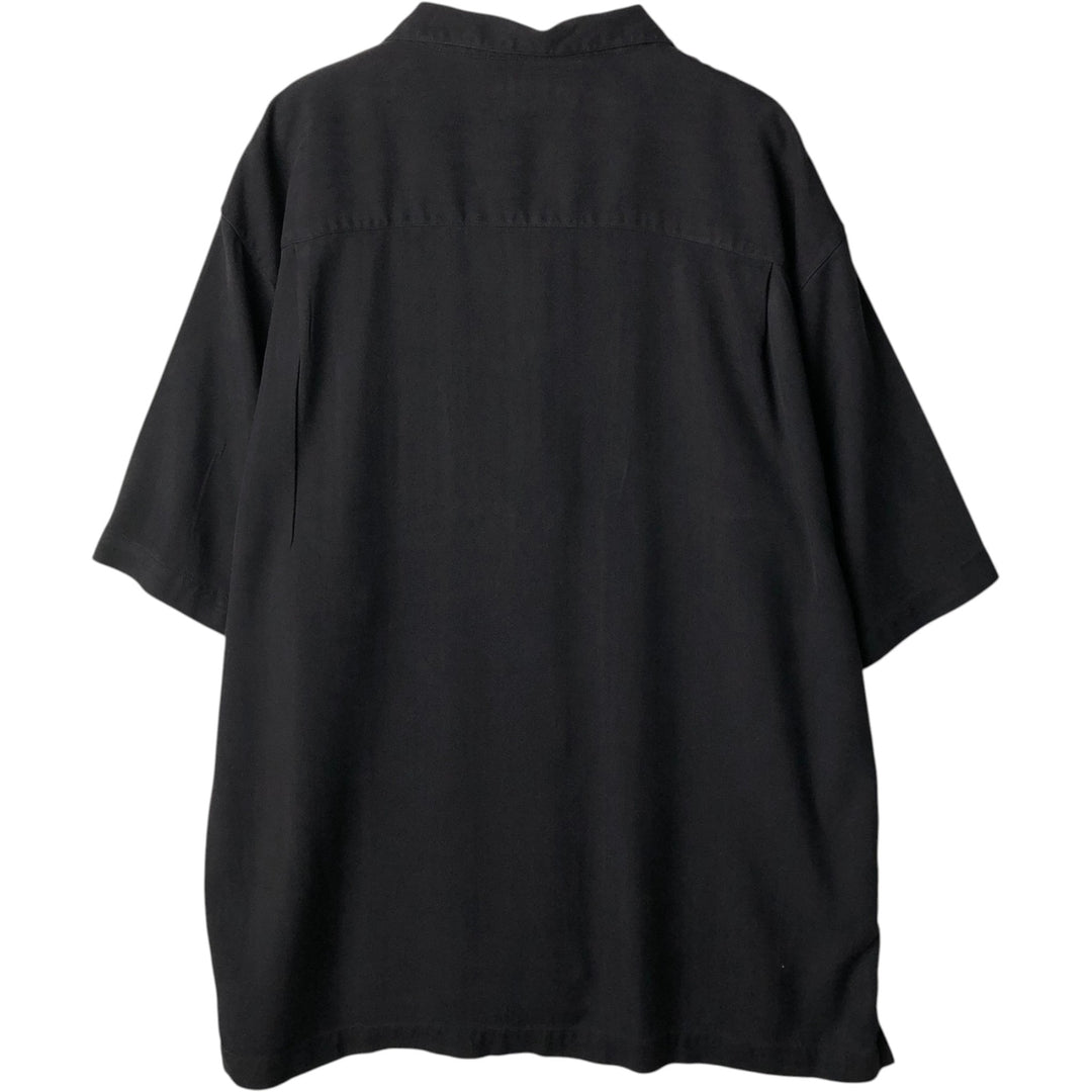 Tommy Bahama short sleeve open collar silk shirt, box shirt, men's XL size silk black type Vintage Second Hand