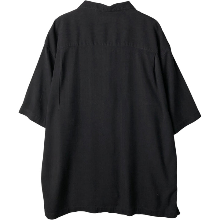 Tommy Bahama short sleeve open collar silk shirt, box shirt, men's XL size silk black type Vintage Second Hand