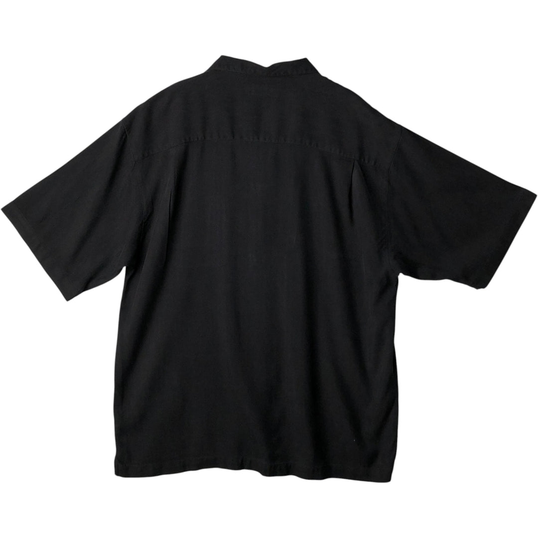 Tommy Bahama short sleeve open collar silk shirt, box shirt, men's XL size silk black type Vintage Second Hand
