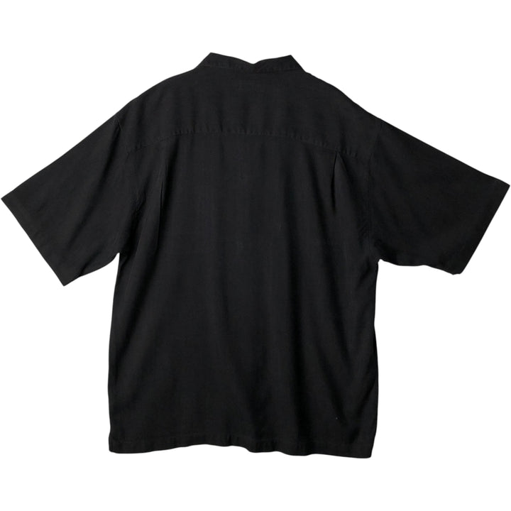 Tommy Bahama short sleeve open collar silk shirt, box shirt, men's XL size silk black type Vintage Second Hand