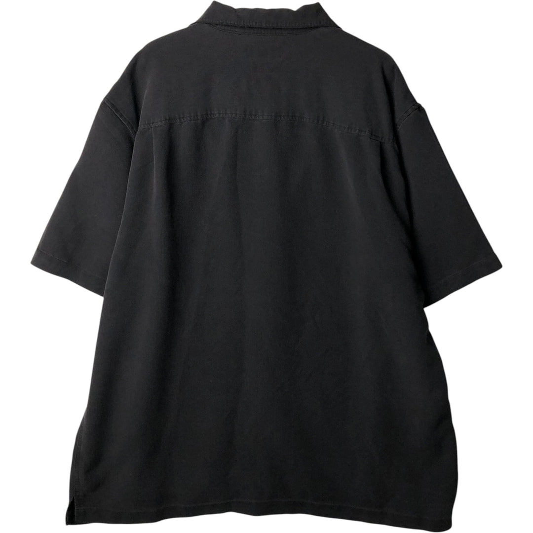 Prime Elements Short-Sleeve Open-Collar Rayon Shirt, Boxy Fit, Men's Size XL Rayon black type Vintage Second Hand