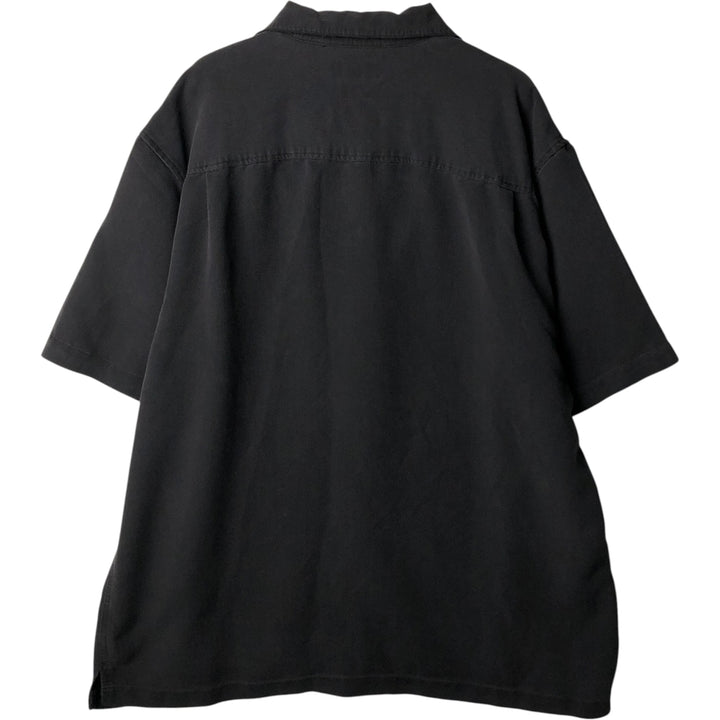Prime Elements Short-Sleeve Open-Collar Rayon Shirt, Boxy Fit, Men's Size XL Rayon black type Vintage Second Hand