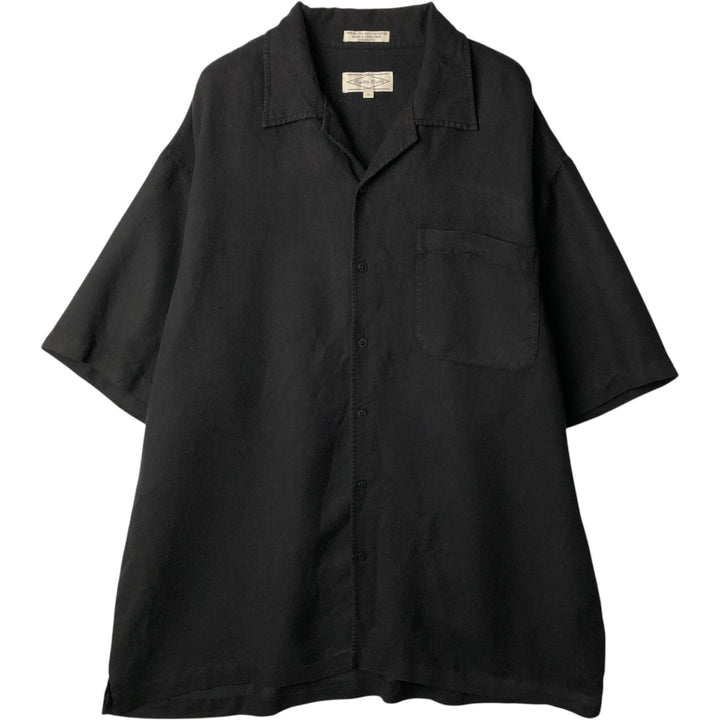 EIGHTY EIGHT Short-Sleeve Open Collar Rayon Shirt, Boxy Shirt, Men's XL Equivalent Rayon black type Vintage Second Hand
