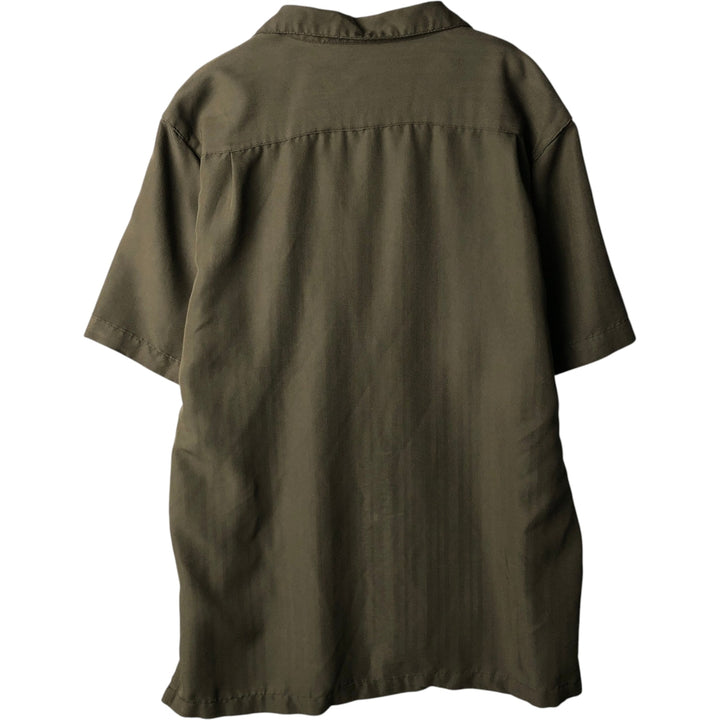 CHERESKIN Short-Sleeve Open-Collar Rayon Shirt, Boxy Fit, Men's Size M (approx.) Rayon Khaki type Vintage Second Hand