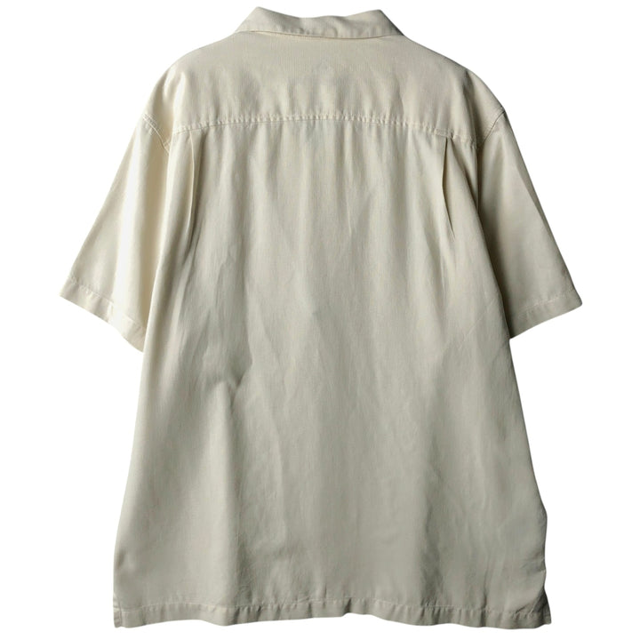 Tommy Bahama short sleeve open collar silk shirt, box shirt, men's size L silk ivory Vintage Second Hand
