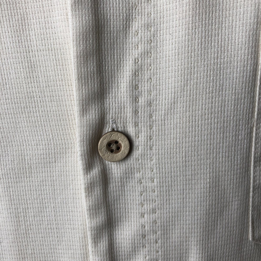 Tommy Bahama short sleeve open collar silk shirt, box shirt, men's size L silk ivory Vintage Second Hand