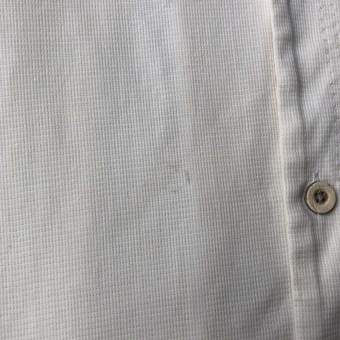 Tommy Bahama short sleeve open collar silk shirt, box shirt, men's size L silk ivory Vintage Second Hand