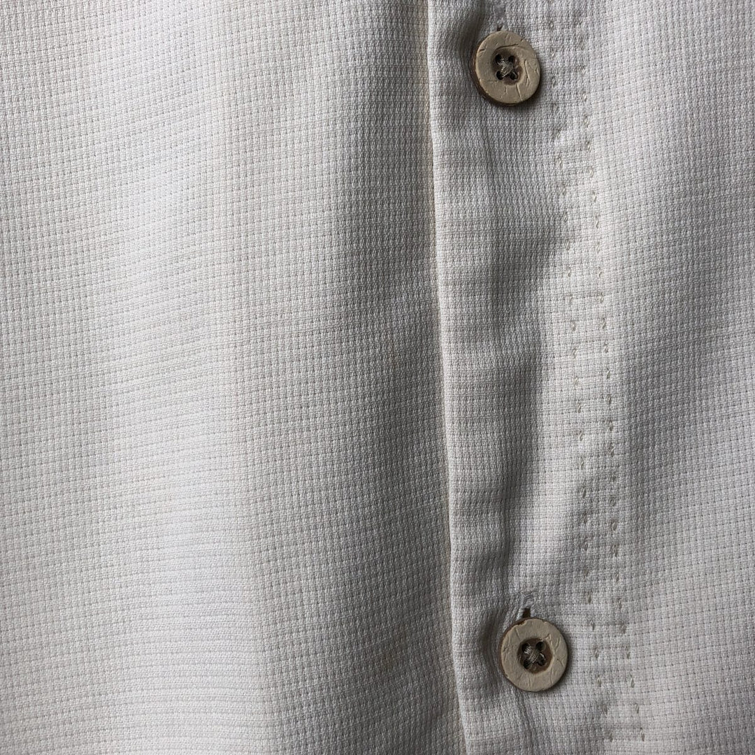 Tommy Bahama short sleeve open collar silk shirt, box shirt, men's size L silk ivory Vintage Second Hand