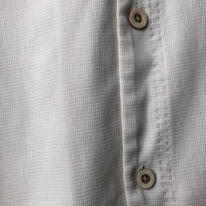 Tommy Bahama short sleeve open collar silk shirt, box shirt, men's size L silk ivory Vintage Second Hand