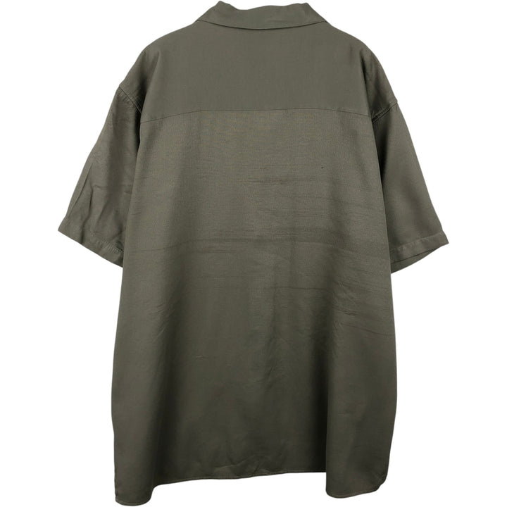90'S Cherokee Waikiki Wear Short-Sleeve Open-Collar Rayon Shirt, Boxy Shirt, Men's XL Equivalent, Vintage Viscose rayon Khaki type Vintage Second Hand