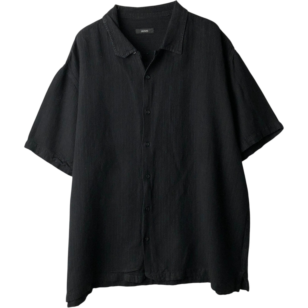 ALFANI Short-Sleeve Open-Collar Shirt, Boxy Shirt, Men's Size XL (approx.) unclear black type Vintage Second Hand
