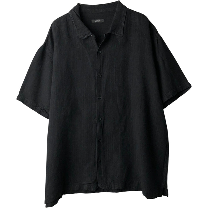 ALFANI Short-Sleeve Open-Collar Shirt, Boxy Shirt, Men's Size XL (approx.) unclear black type Vintage Second Hand