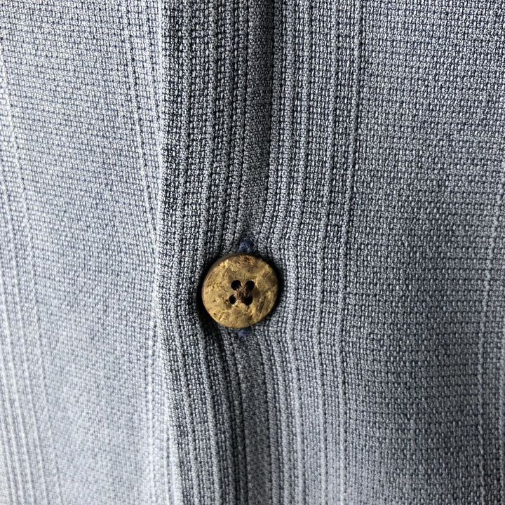 Tommy Bahama Stripe Pattern Short-Sleeve Open Collar Silk Shirt Box Shirt Men's Size L silk blue type Vintage Second Hand