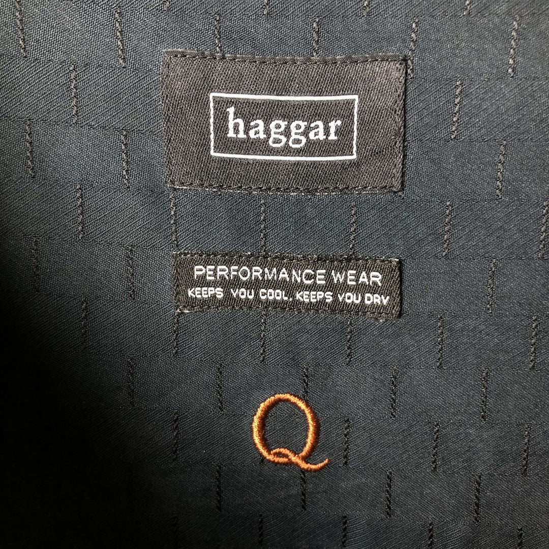 Haggar Short-Sleeve Open-Collar Rayon Shirt, Boxy Fit, Men's Size XL (approx.) Rayon navy blue type Vintage Second Hand