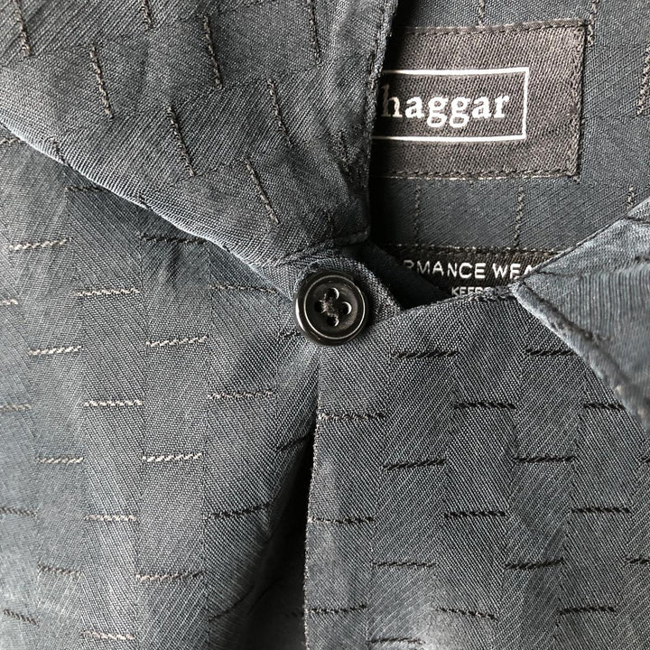 Haggar Short-Sleeve Open-Collar Rayon Shirt, Boxy Fit, Men's Size XL (approx.) Rayon navy blue type Vintage Second Hand