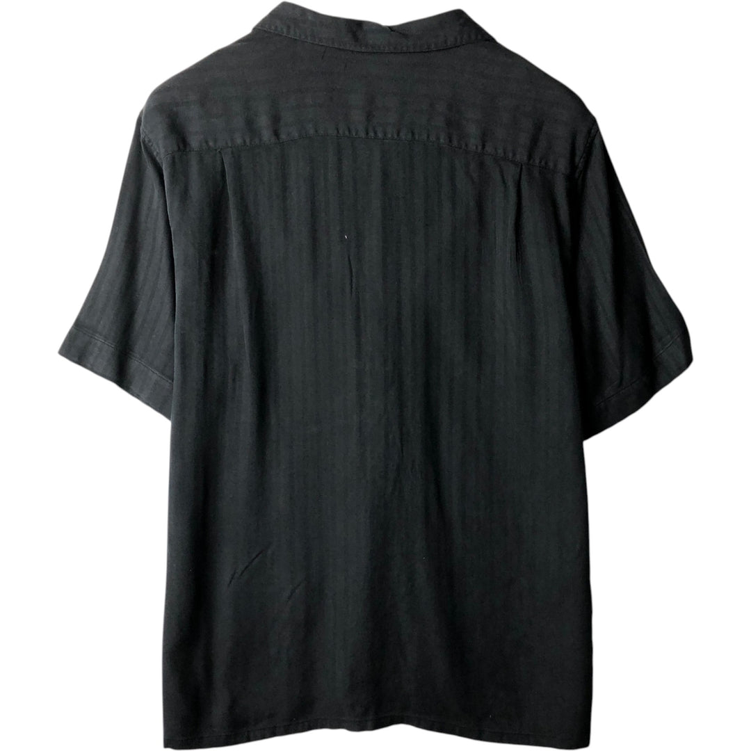 PRONTO UOMO Short-Sleeve Open-Collar Rayon x Silk Box Shirt, Men's Size L (approx.) silk black type Vintage Second Hand