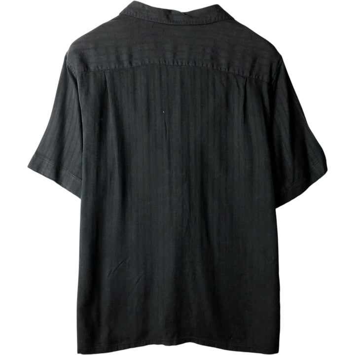 PRONTO UOMO Short-Sleeve Open-Collar Rayon x Silk Box Shirt, Men's Size L (approx.) silk black type Vintage Second Hand