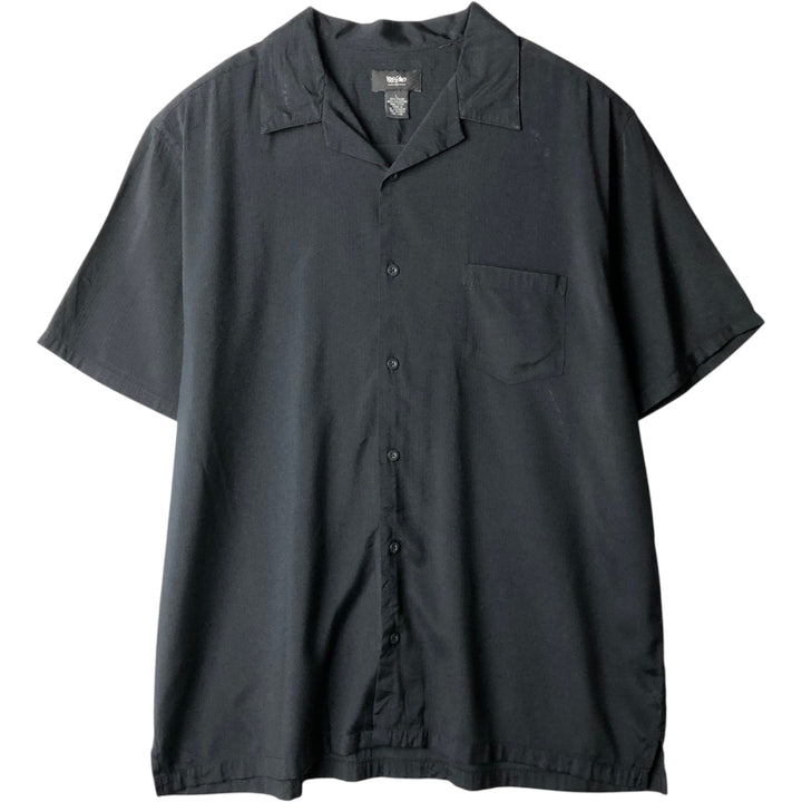 MOSSIMO Short-Sleeve Open-Collar Poly/Rayon Box Shirt, Men's Size L (approx.) Rayon black type Vintage Second Hand