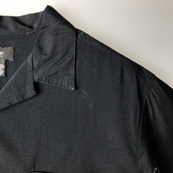 MOSSIMO Short-Sleeve Open-Collar Poly/Rayon Box Shirt, Men's Size L (approx.) Rayon black type Vintage Second Hand