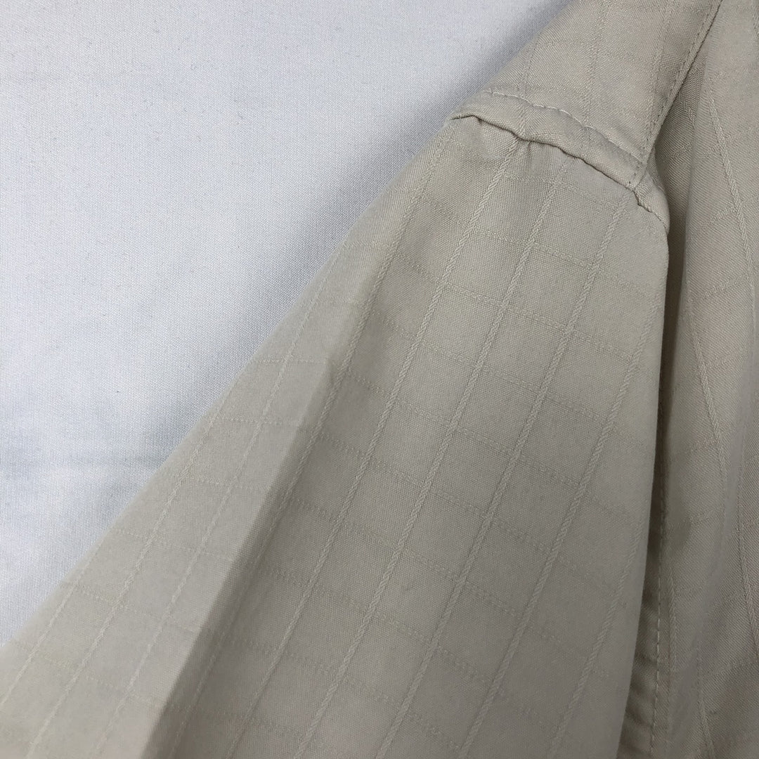 Haggar Check Pattern Short-Sleeve Open Collar Shirt, Boxy Shirt, Men's Size L (approx.) Rayon Beige type Vintage Second Hand