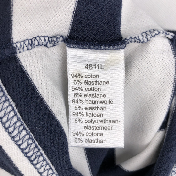 Lacoste (LACOSTE) French design short-sleeved striped polo shirt, women's size S (approx.) cotton navy blue type Vintage Second Hand