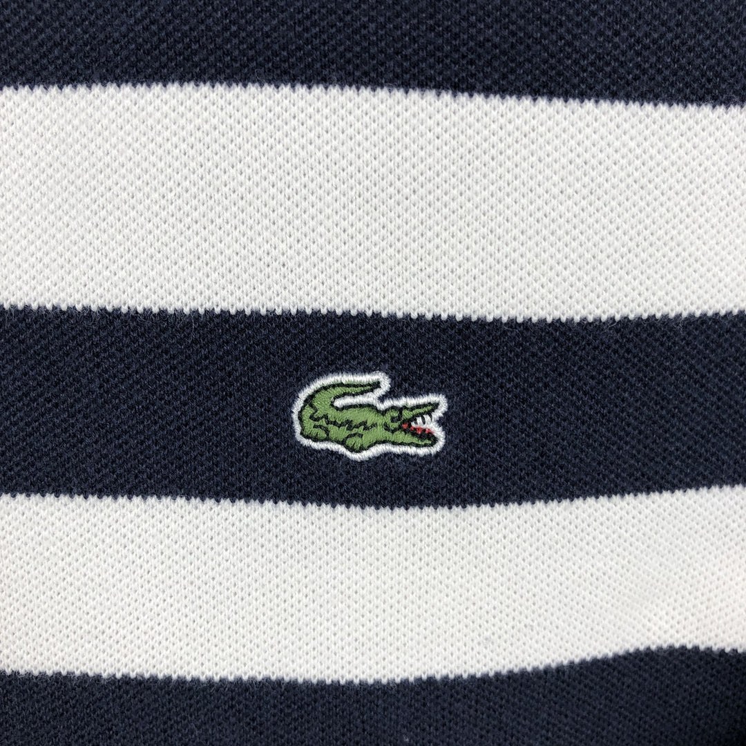 Lacoste (LACOSTE) French design short-sleeved striped polo shirt, women's size S (approx.) cotton navy blue type Vintage Second Hand