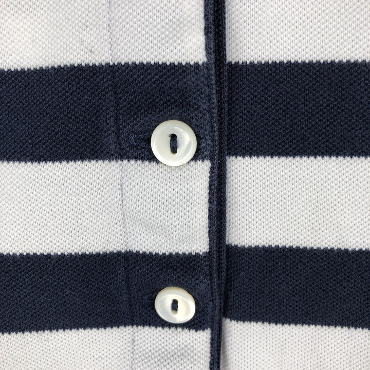 Lacoste (LACOSTE) French design short-sleeved striped polo shirt, women's size S (approx.) cotton navy blue type Vintage Second Hand