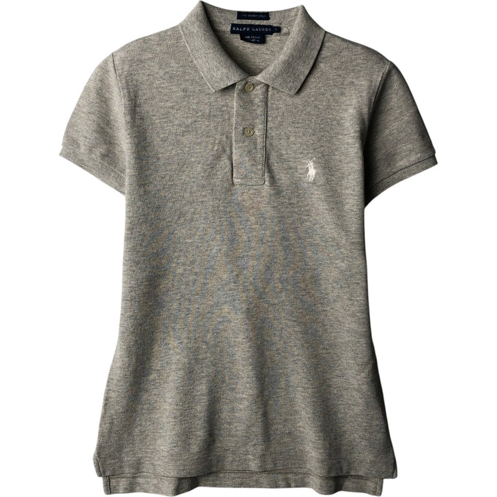 Ralph Lauren THE SKINNY POLO Short-Sleeve Polo Shirt, Women's Size S (approx.) cotton gray type Vintage Second Hand