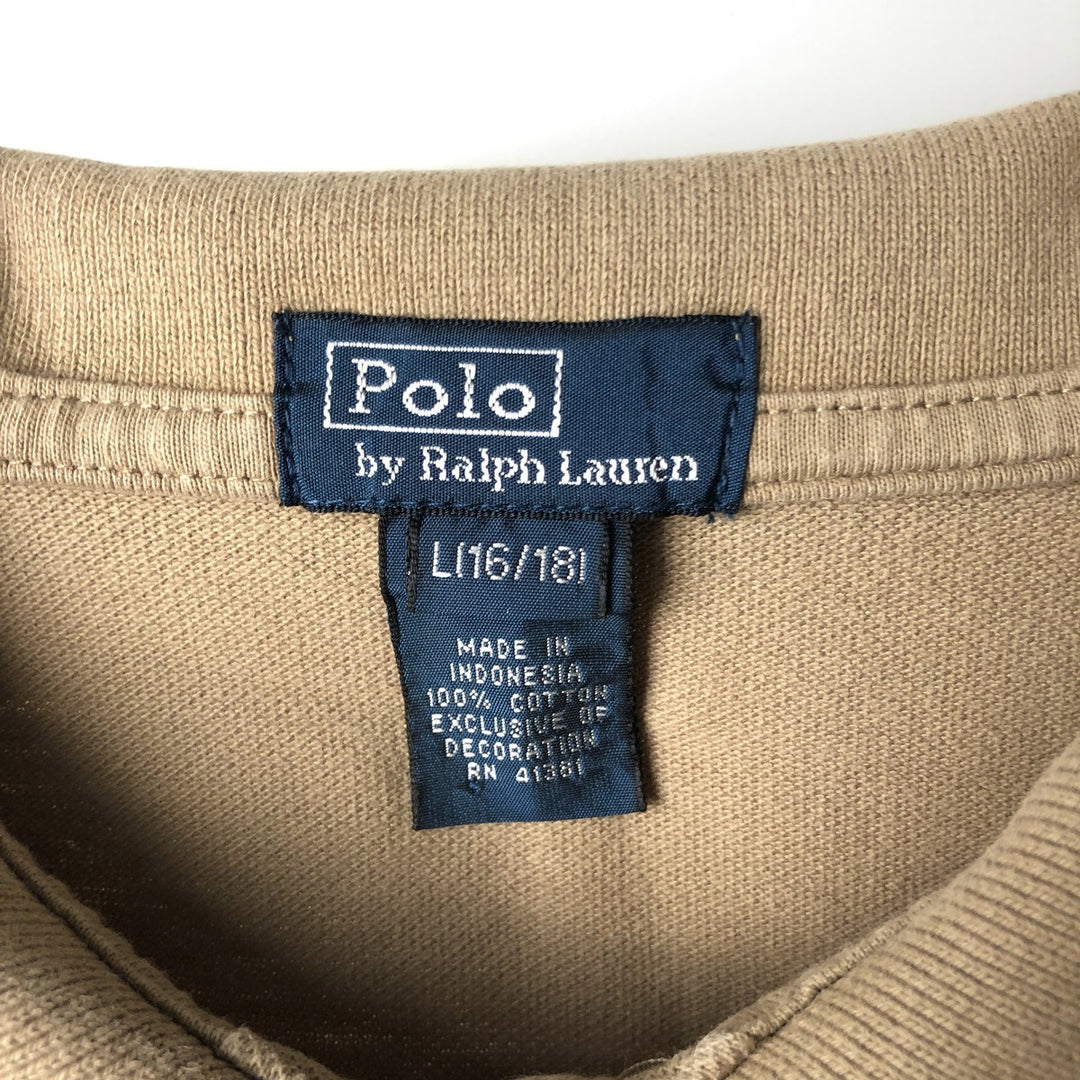 Ralph Lauren POLO by Ralph Lauren Short-Sleeve Polo Shirt, Women's Size S (approx.) cotton beige type brown Vintage Second Hand