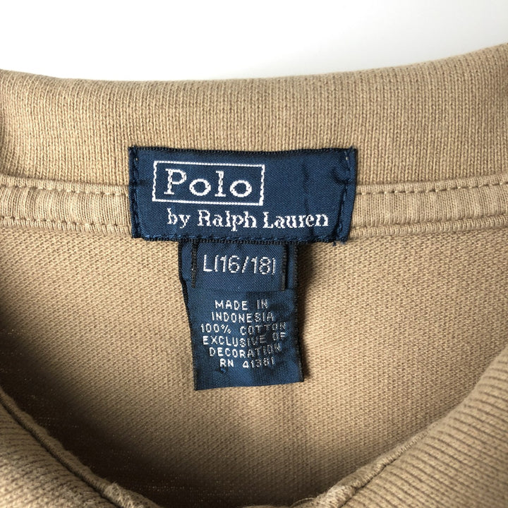 Ralph Lauren POLO by Ralph Lauren Short-Sleeve Polo Shirt, Women's Size S (approx.) cotton beige type brown Vintage Second Hand
