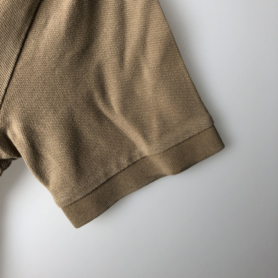 Ralph Lauren POLO by Ralph Lauren Short-Sleeve Polo Shirt, Women's Size S (approx.) cotton beige type brown Vintage Second Hand