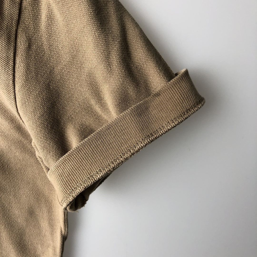 Ralph Lauren POLO by Ralph Lauren Short-Sleeve Polo Shirt, Women's Size S (approx.) cotton beige type brown Vintage Second Hand