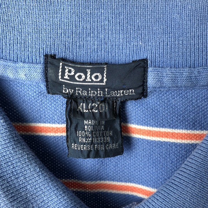 Ralph Lauren POLO by Ralph Lauren short sleeve striped polo shirt for women, size M cotton Blue type light blue Vintage Second Hand