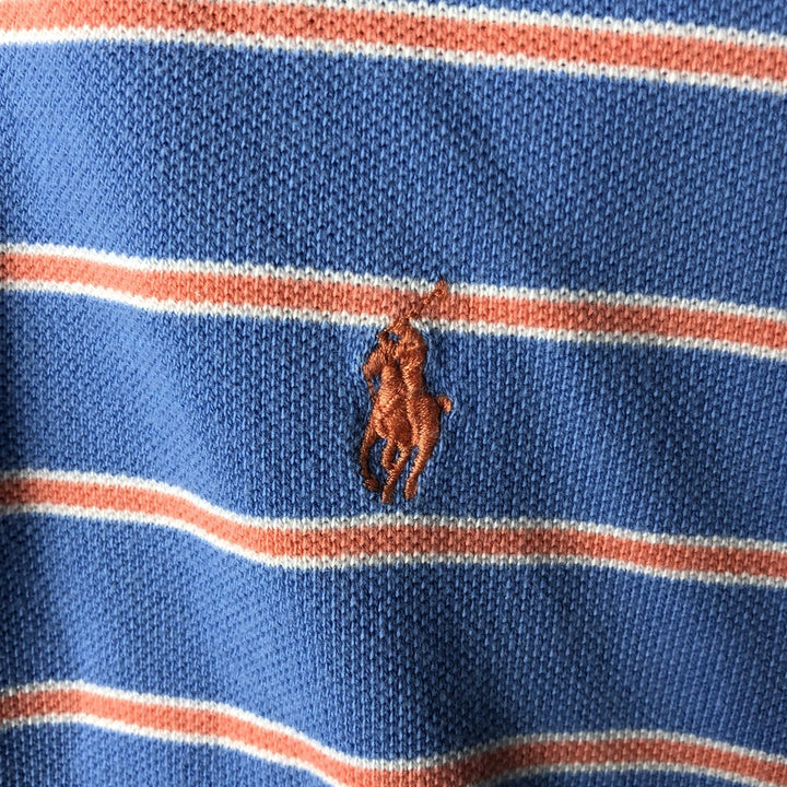Ralph Lauren POLO by Ralph Lauren short sleeve striped polo shirt for women, size M cotton Blue type light blue Vintage Second Hand