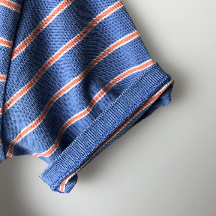 Ralph Lauren POLO by Ralph Lauren short sleeve striped polo shirt for women, size M cotton Blue type light blue Vintage Second Hand