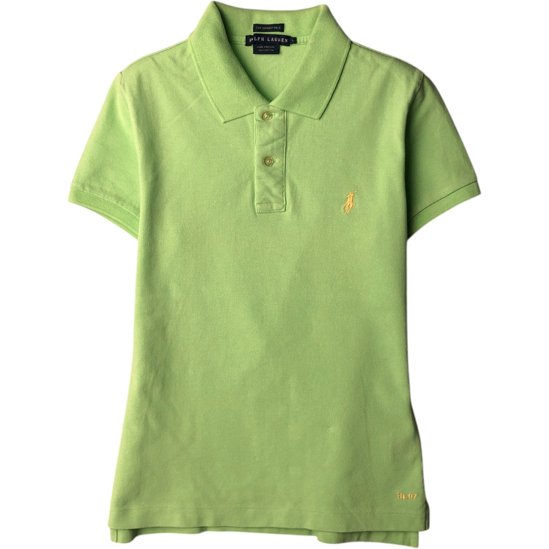 Ralph Lauren THE SKINNY POLO Short-Sleeve Polo Shirt, Women's Size L (approx.) cotton green type yellow green Vintage Second Hand