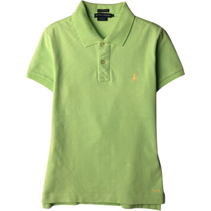Ralph Lauren THE SKINNY POLO Short-Sleeve Polo Shirt, Women's Size L (approx.) cotton green type yellow green Vintage Second Hand
