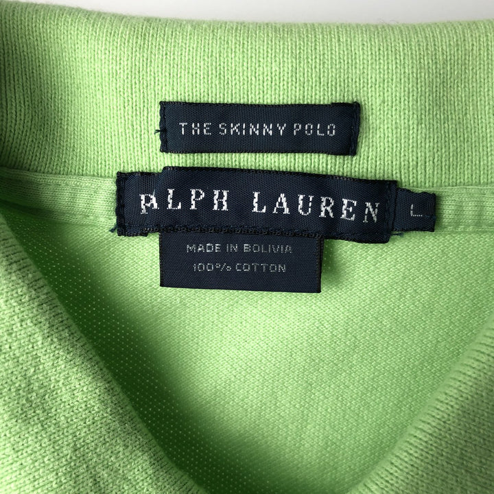 Ralph Lauren THE SKINNY POLO Short-Sleeve Polo Shirt, Women's Size L (approx.) cotton green type yellow green Vintage Second Hand