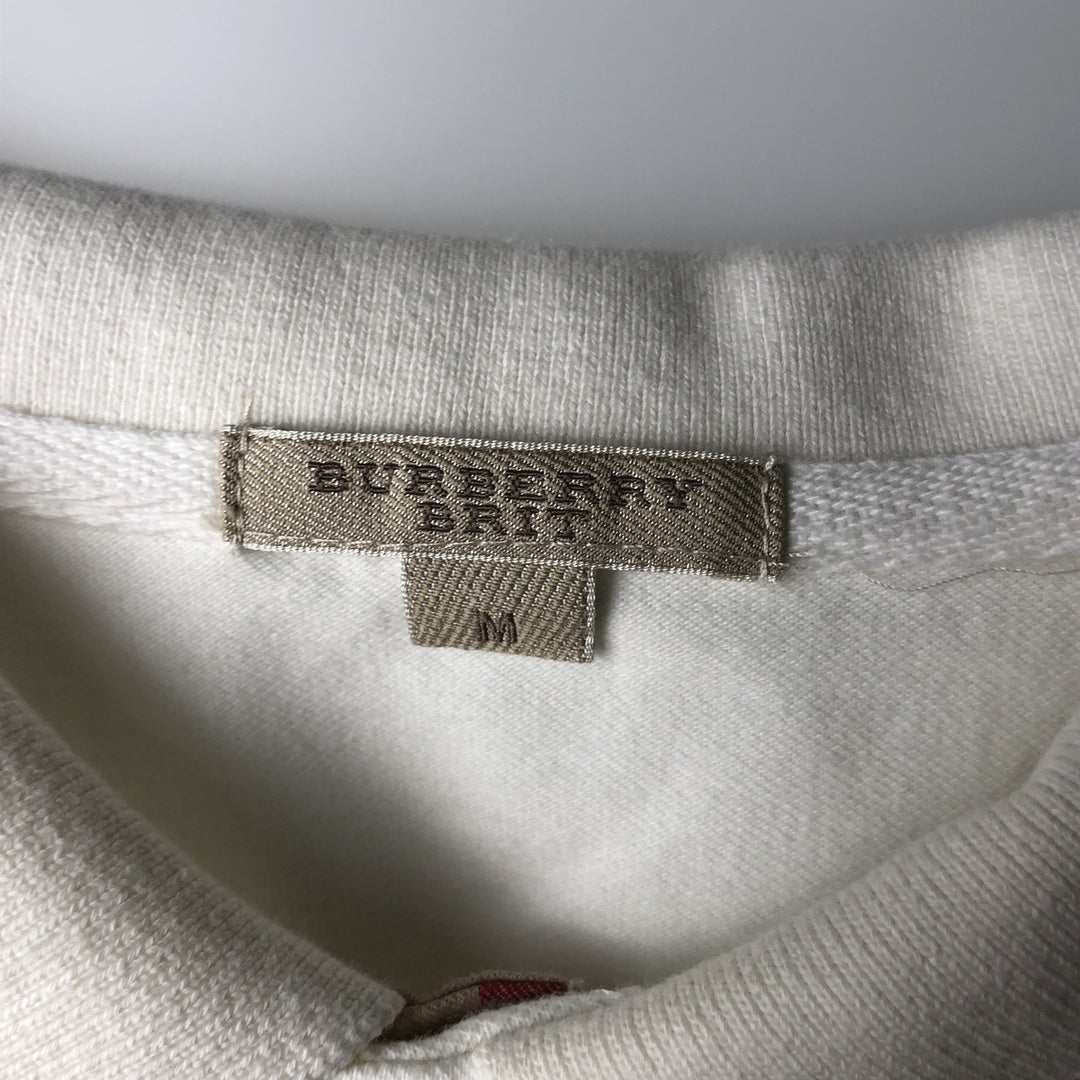 Burberry's BRIT Short-Sleeve Polo Shirt, Made in England, Women's Size M (approx.) cotton white type Vintage Second Hand