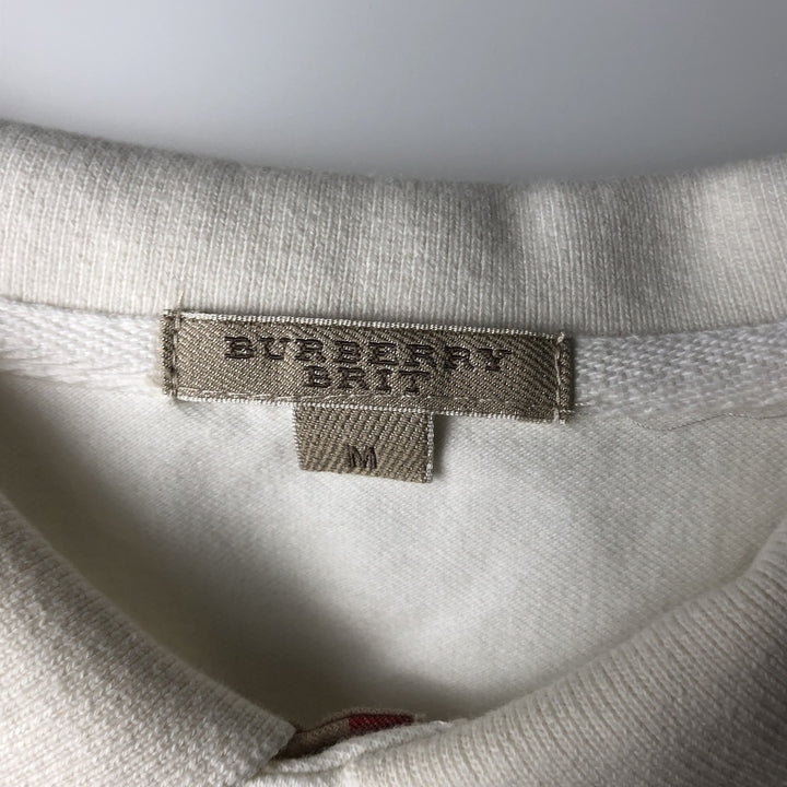 Burberry's BRIT Short-Sleeve Polo Shirt, Made in England, Women's Size M (approx.) cotton white type Vintage Second Hand