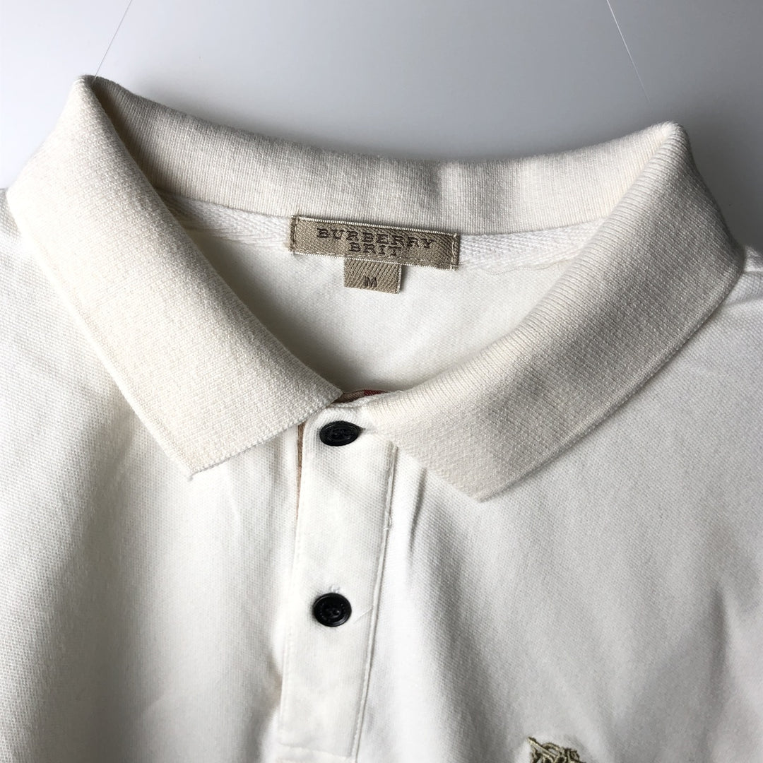 Burberry's BRIT Short-Sleeve Polo Shirt, Made in England, Women's Size M (approx.) cotton white type Vintage Second Hand