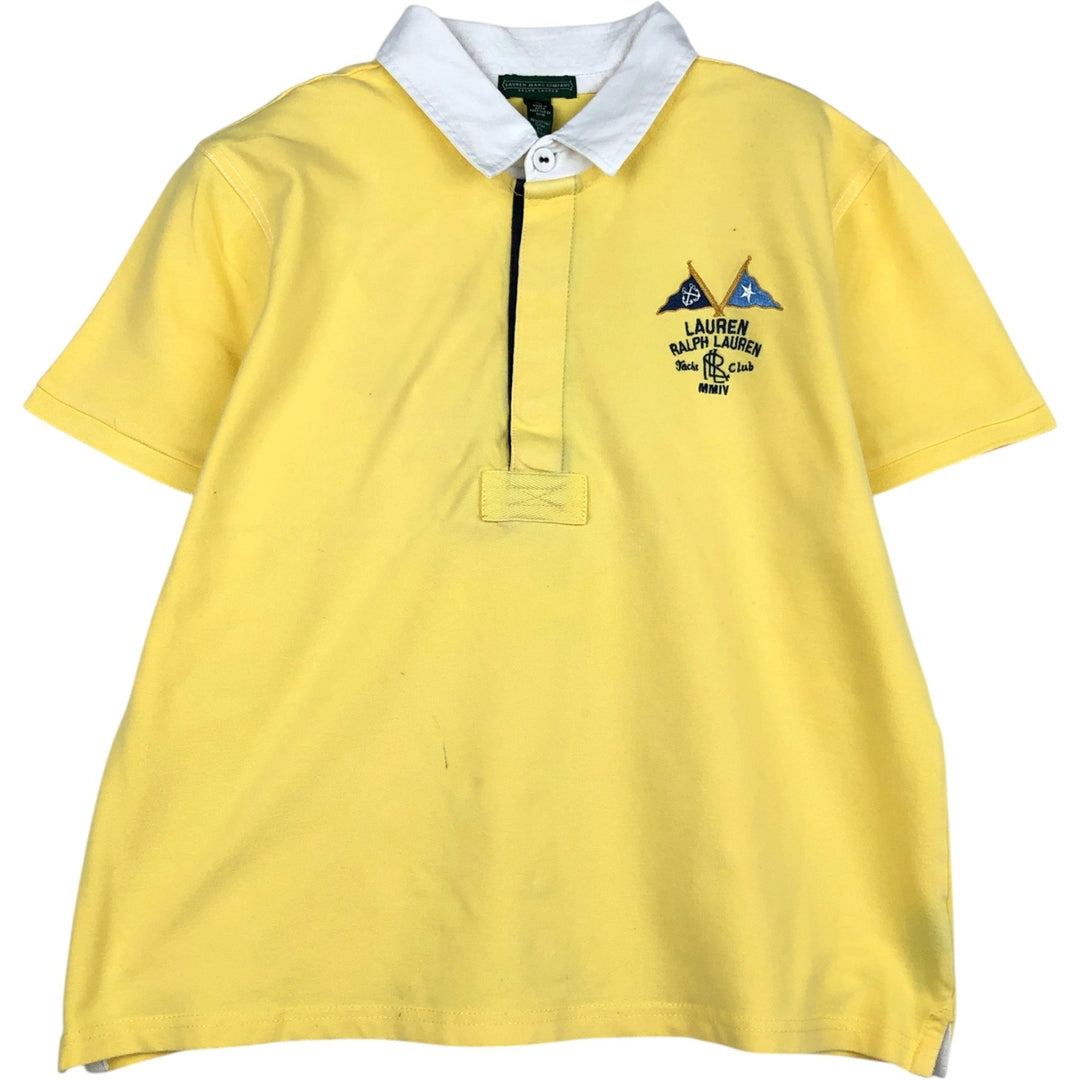 Ralph Lauren LAUREN JEANS COMPANY Short-Sleeve Rugby Shirt, Women's Size XL (approx.) cotton yellow type Vintage Second Hand