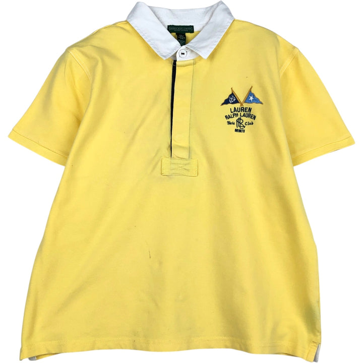 Ralph Lauren LAUREN JEANS COMPANY Short-Sleeve Rugby Shirt, Women's Size XL (approx.) cotton yellow type Vintage Second Hand