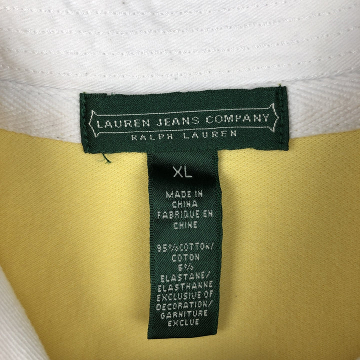 Ralph Lauren LAUREN JEANS COMPANY Short-Sleeve Rugby Shirt, Women's Size XL (approx.) cotton yellow type Vintage Second Hand