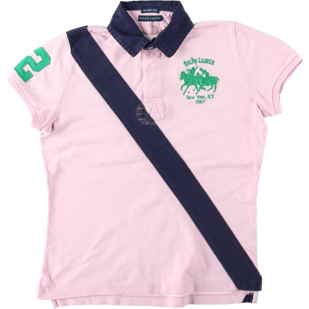 Ralph Lauren THE SKINNY POLO Double Pony Short-Sleeve Polo Shirt, Women's Size S (approx.) unclear pink type Vintage Second Hand