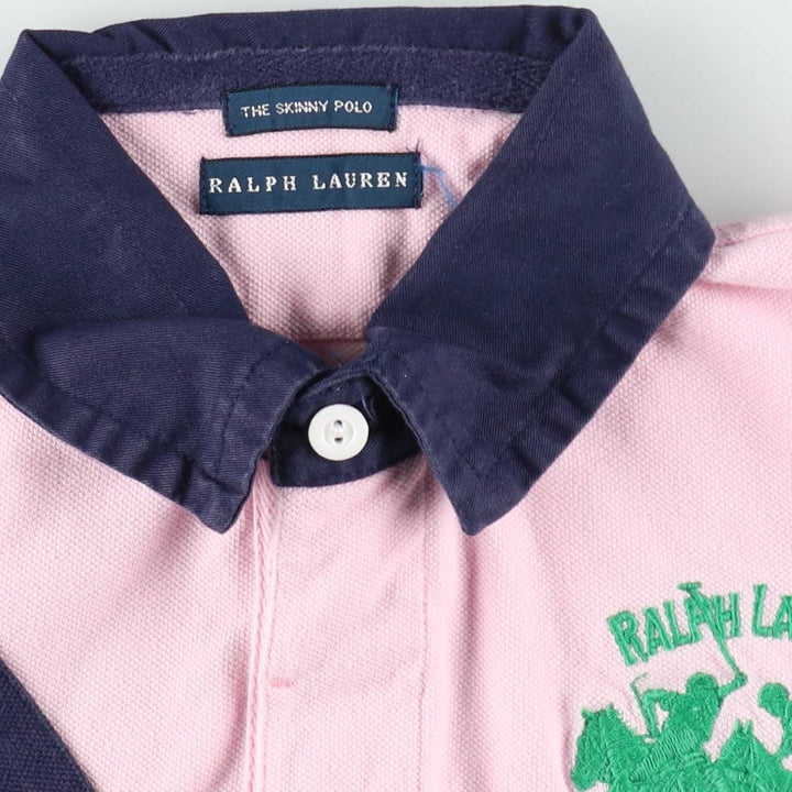 Ralph Lauren THE SKINNY POLO Double Pony Short-Sleeve Polo Shirt, Women's Size S (approx.) unclear pink type Vintage Second Hand