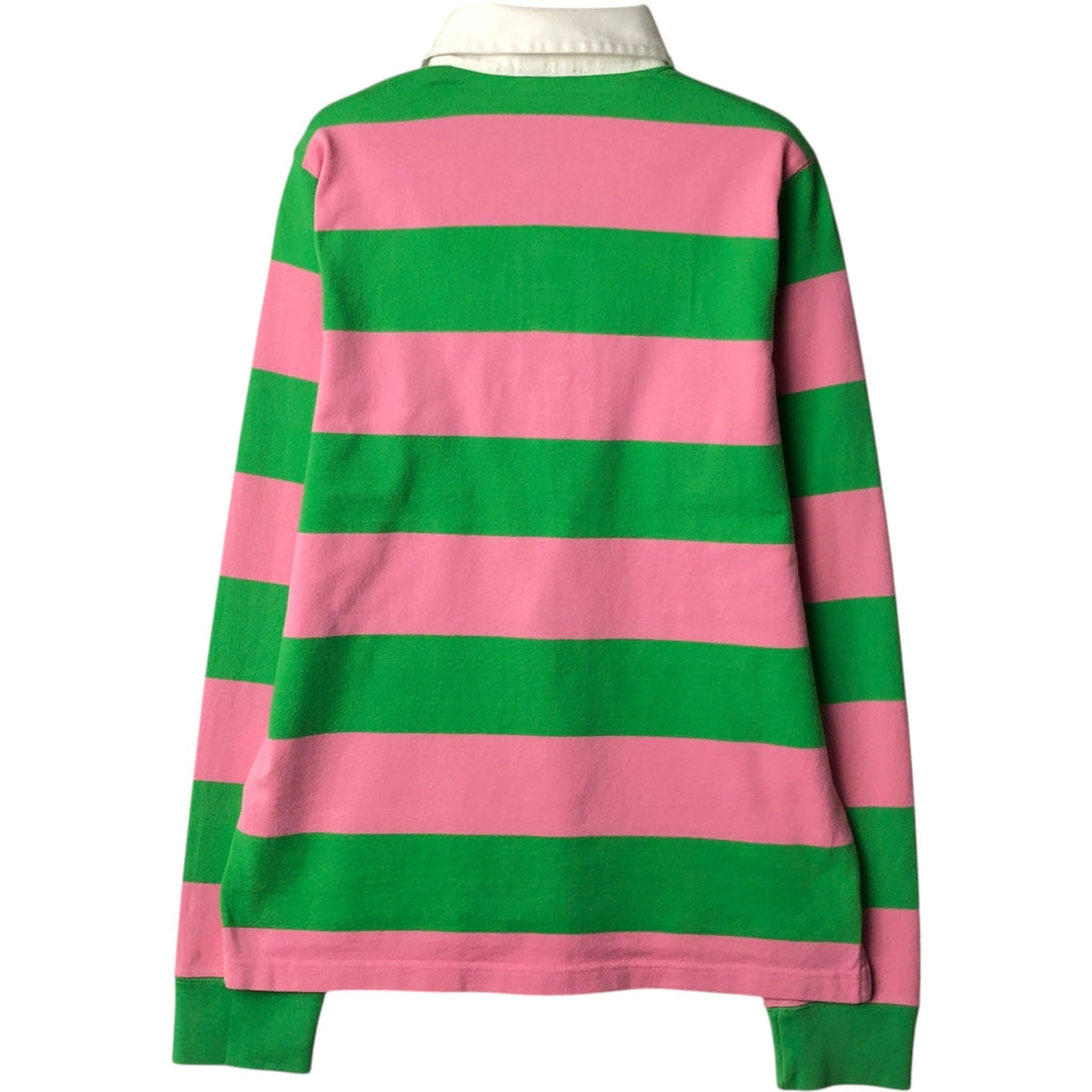 Ralph Lauren striped long-sleeved rugby shirt, women's size M. cotton pink type Vintage Second Hand