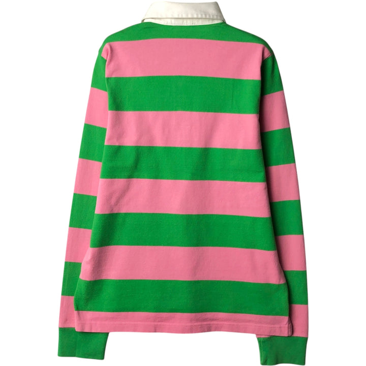 Ralph Lauren striped long-sleeved rugby shirt, women's size M. cotton pink type Vintage Second Hand