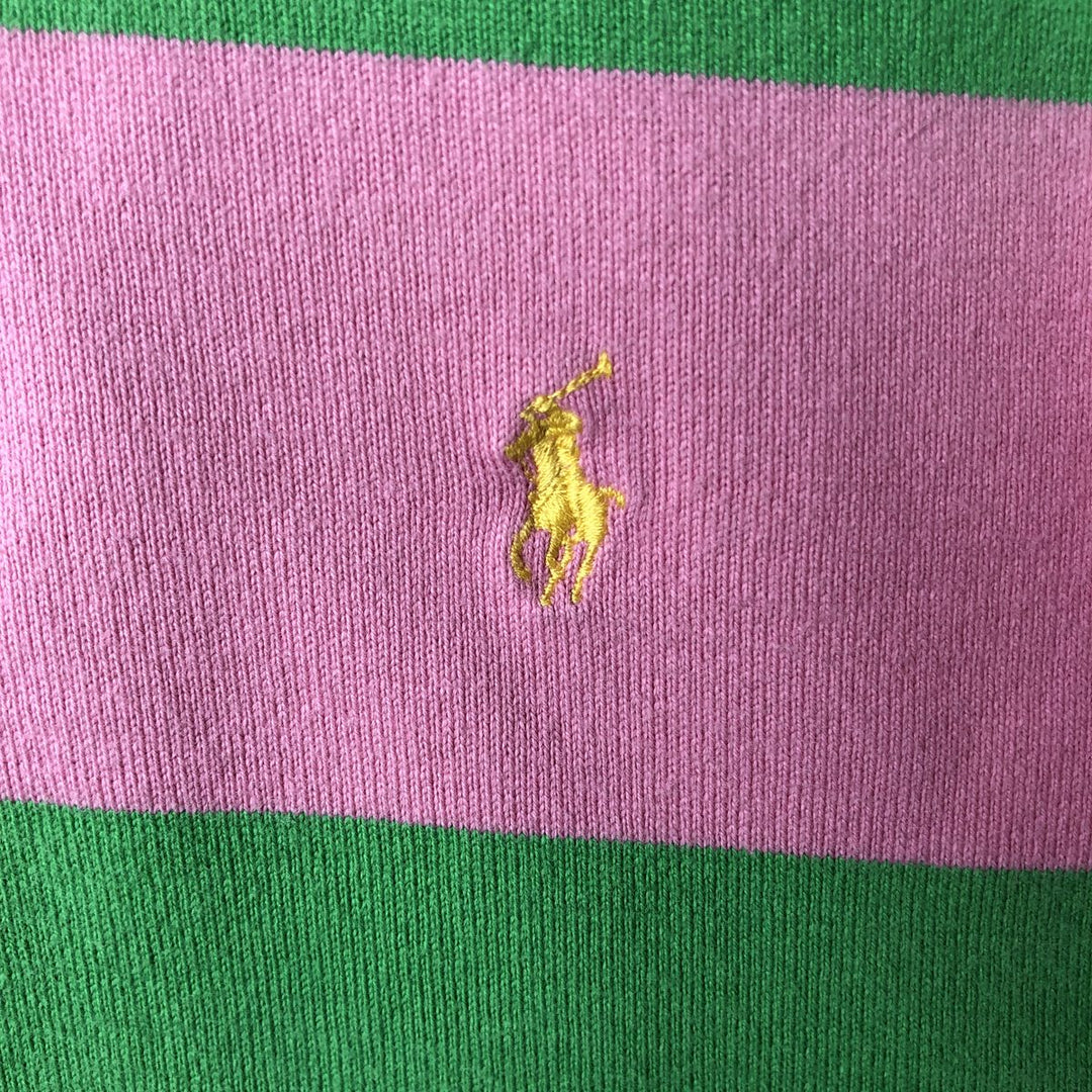 Ralph Lauren striped long-sleeved rugby shirt, women's size M. cotton pink type Vintage Second Hand